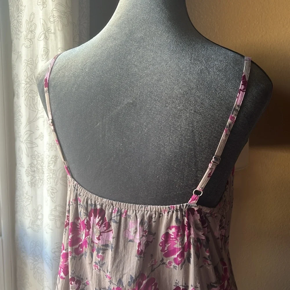 Old Navy Gray Summer Floral Pink Maroon Dress Size Medium - Picture 8 of 12